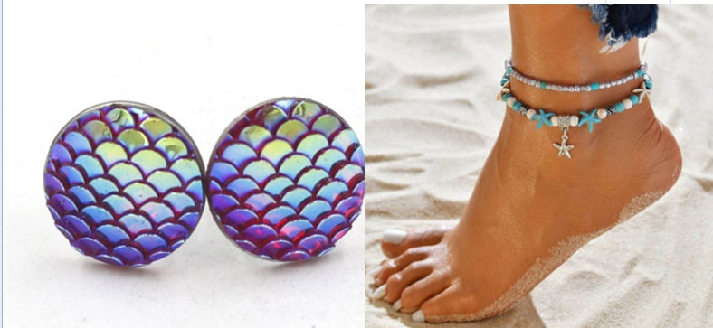 Mermaid Scales Earrings + Anklet