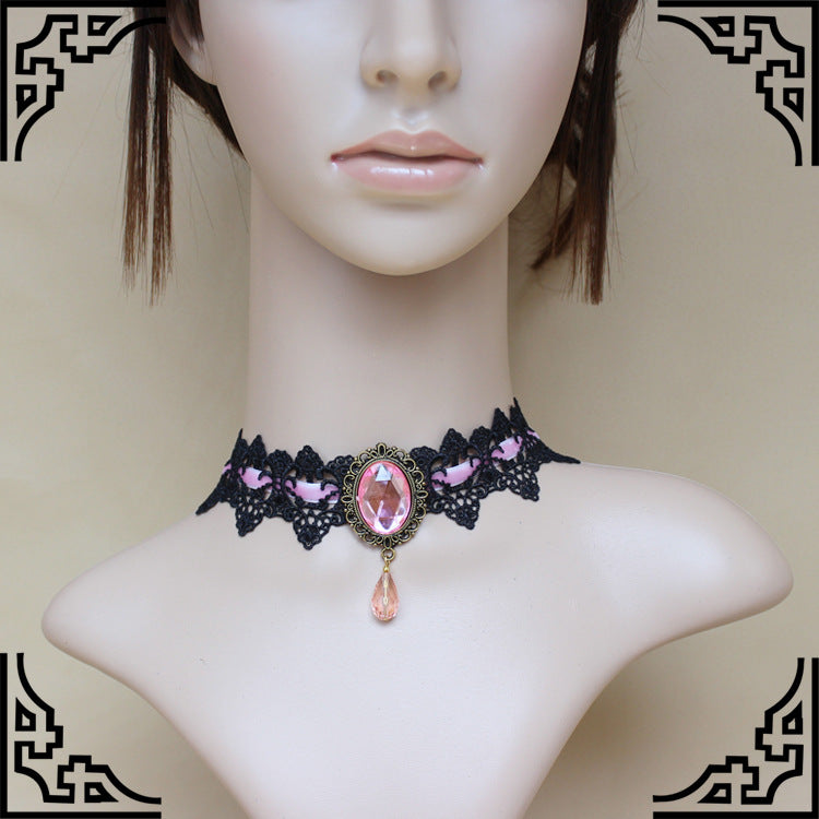 Vintage Lace Stone Necklace Choker