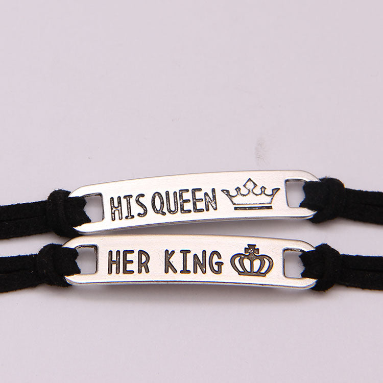 Alloy His Queen,Her King Bracelet for Couples