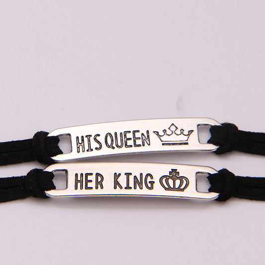 Alloy His Queen,Her King Bracelet for Couples