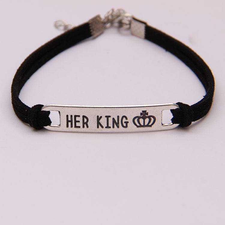 Alloy His Queen,Her King Bracelet for Couples
