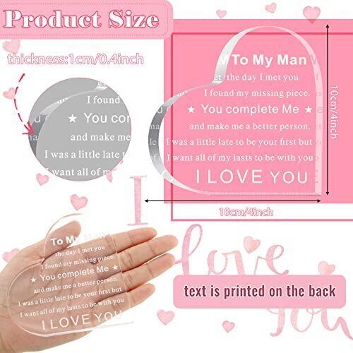 "To My Man" - Acrylic Transparent Heart-shaped Plaque