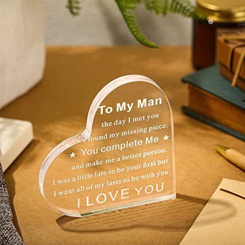 "To My Man" - Acrylic Transparent Heart-shaped Plaque
