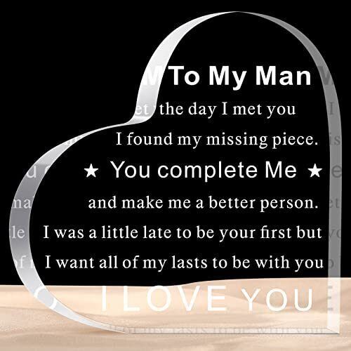 "To My Man" - Acrylic Transparent Heart-shaped Plaque