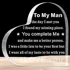 "To My Man" - Acrylic Transparent Heart-shaped Plaque