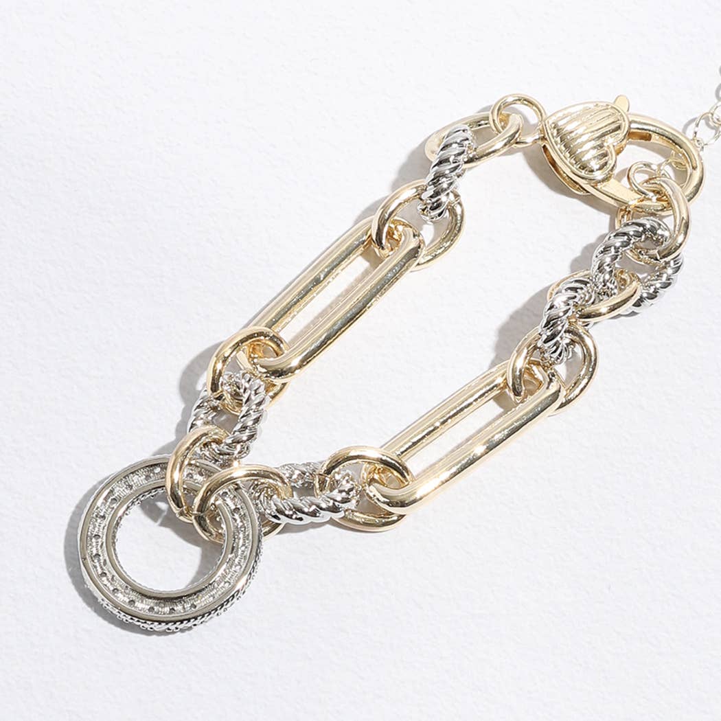"Luxury Links" - Two-Toned Chunky Chain Linked Bracelet