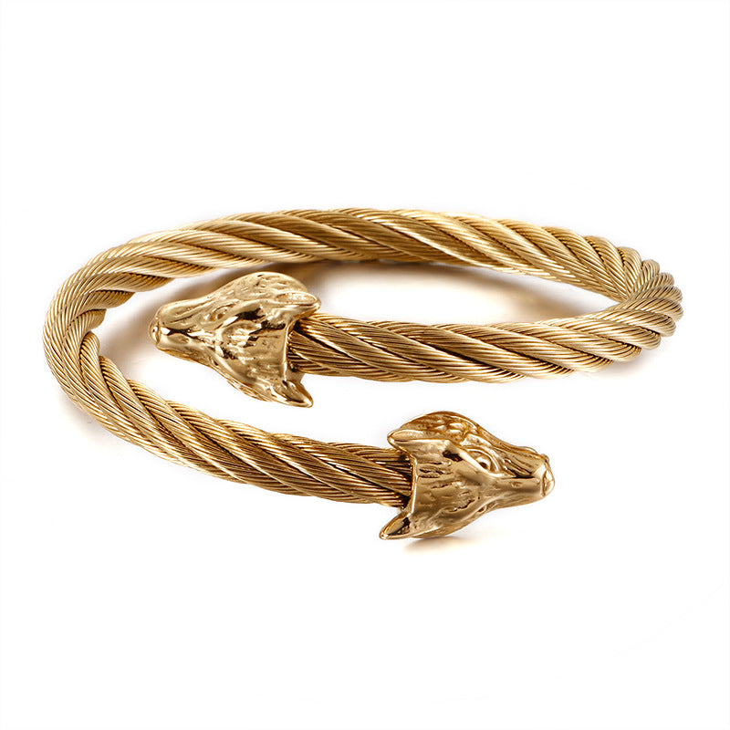 Weia Wolf Head Stainless Steel Bracelet