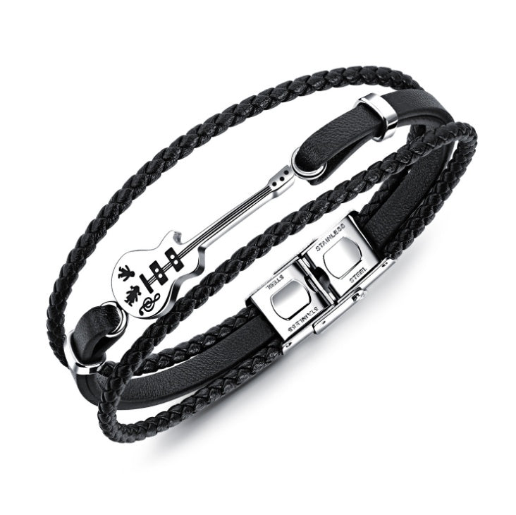 Multi-Layered Genuine Leather Guitar Magnet Buckle Bracelet