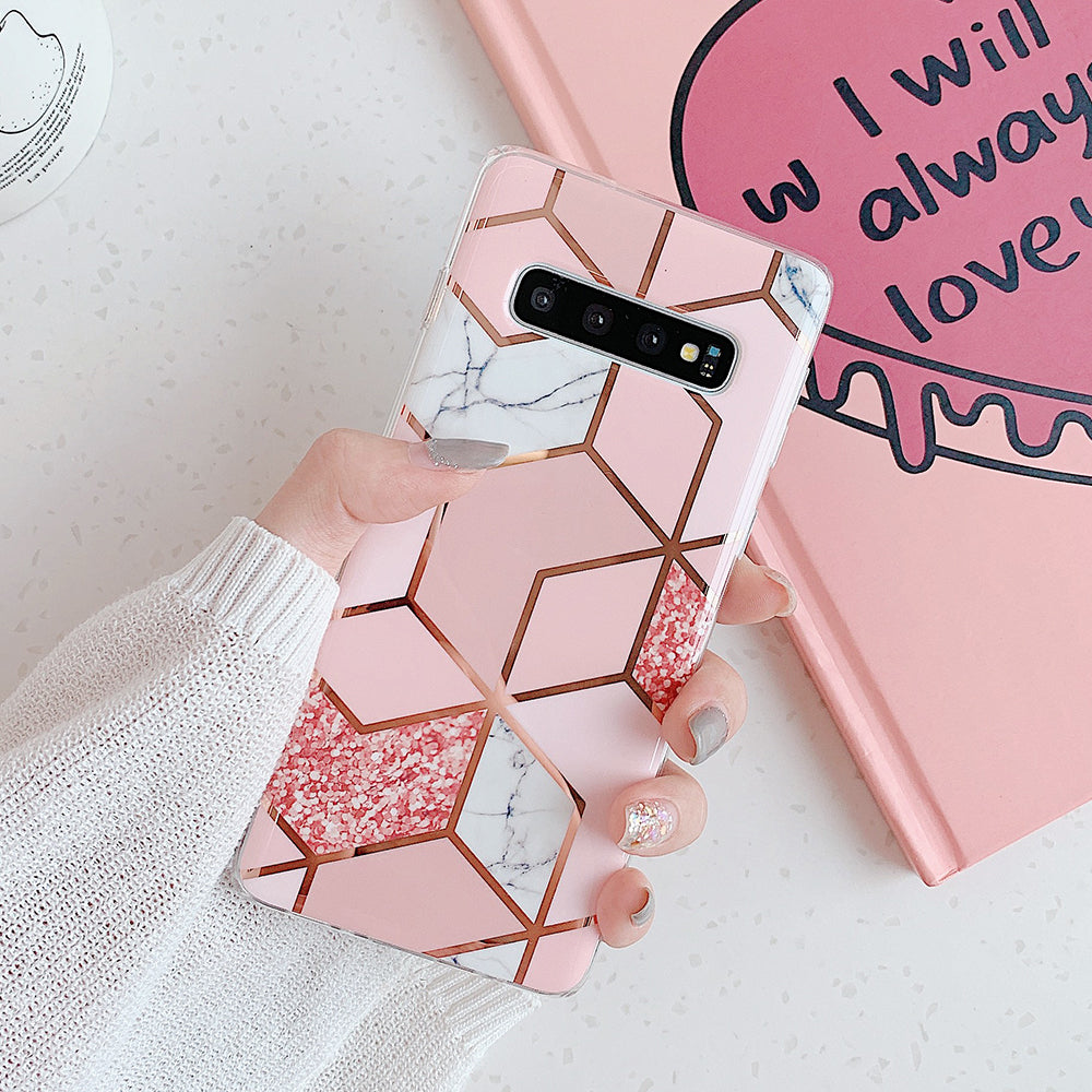 Shockproof Mosaic Marble Phone Case - Galaxy A40, A41, A50, A51, A51 5G, A70, A71 5G, A 71, Note 10, Note 10 Plus, S10, S10 Plus, S10e, S20, S20 Ultra, S20 Plus, S8, S8 Plus, S9, S9 Plus, 10 Plus, S20 U