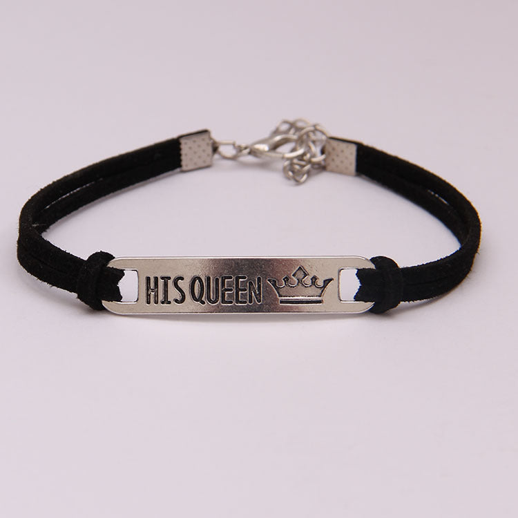 Alloy His Queen,Her King Bracelet for Couples
