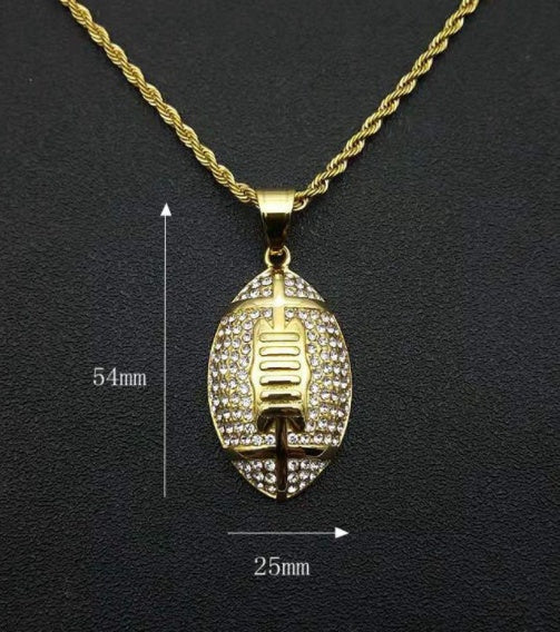 316L Stainless Steel Gold-plated Football Pendant Chain