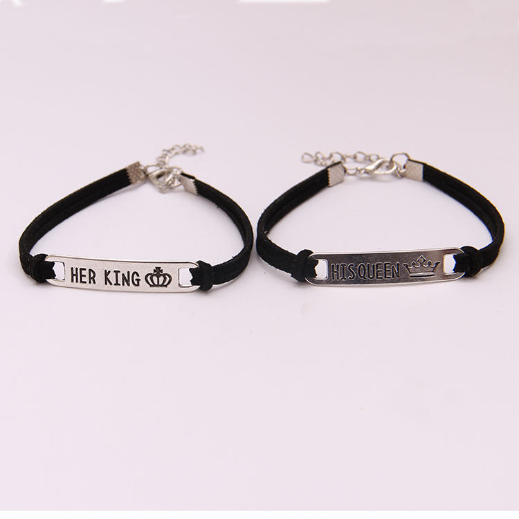 Alloy His Queen,Her King Bracelet for Couples