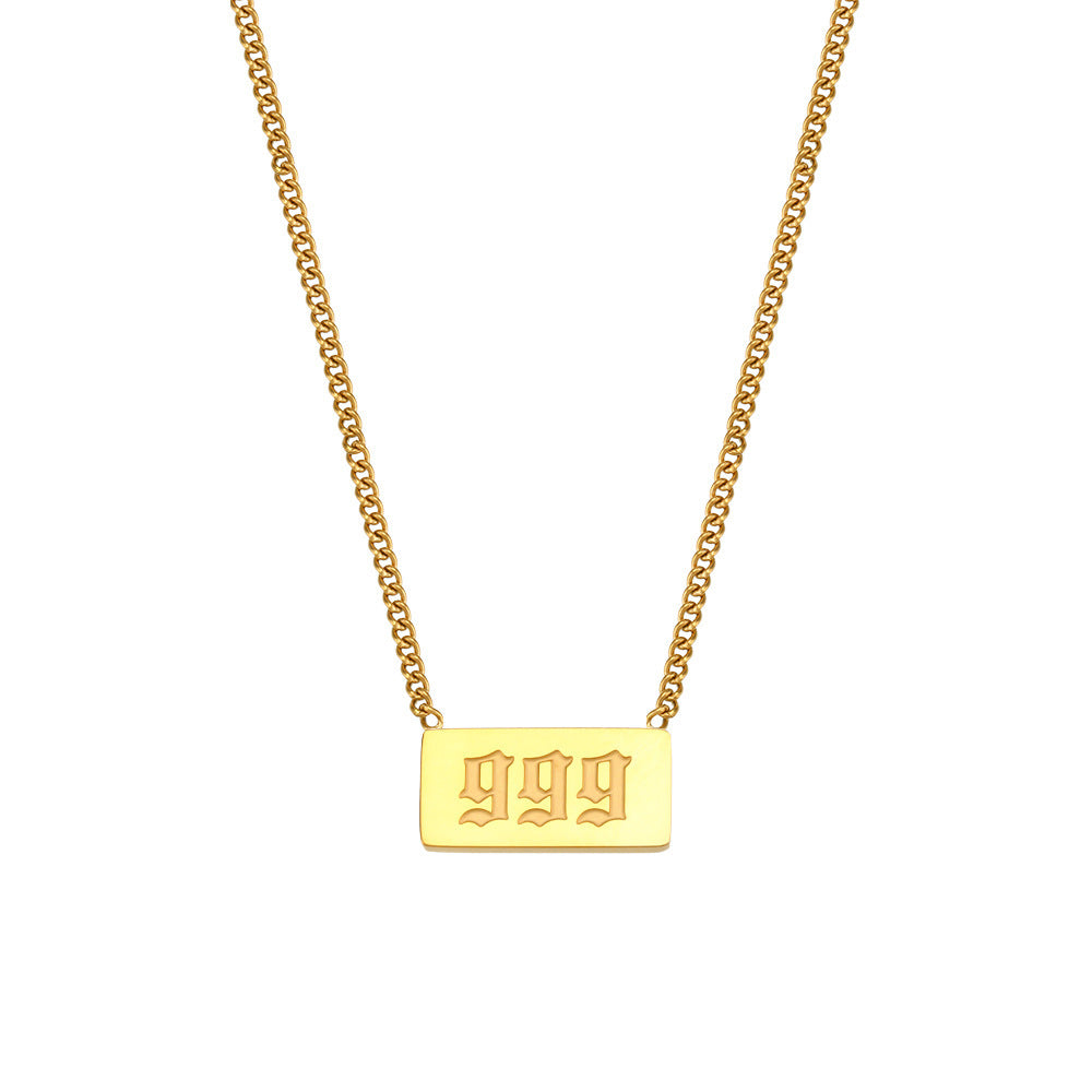 Temperament Numerology Titanium Steel 18K Gold Necklace