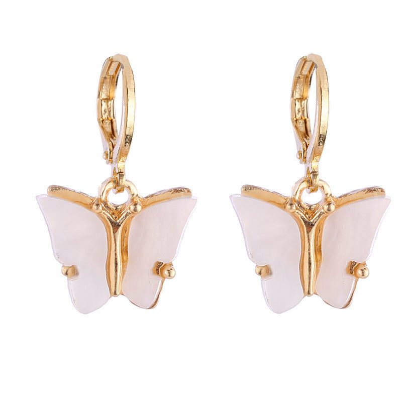 Enamel Heart and Butterfly Stud Earrings