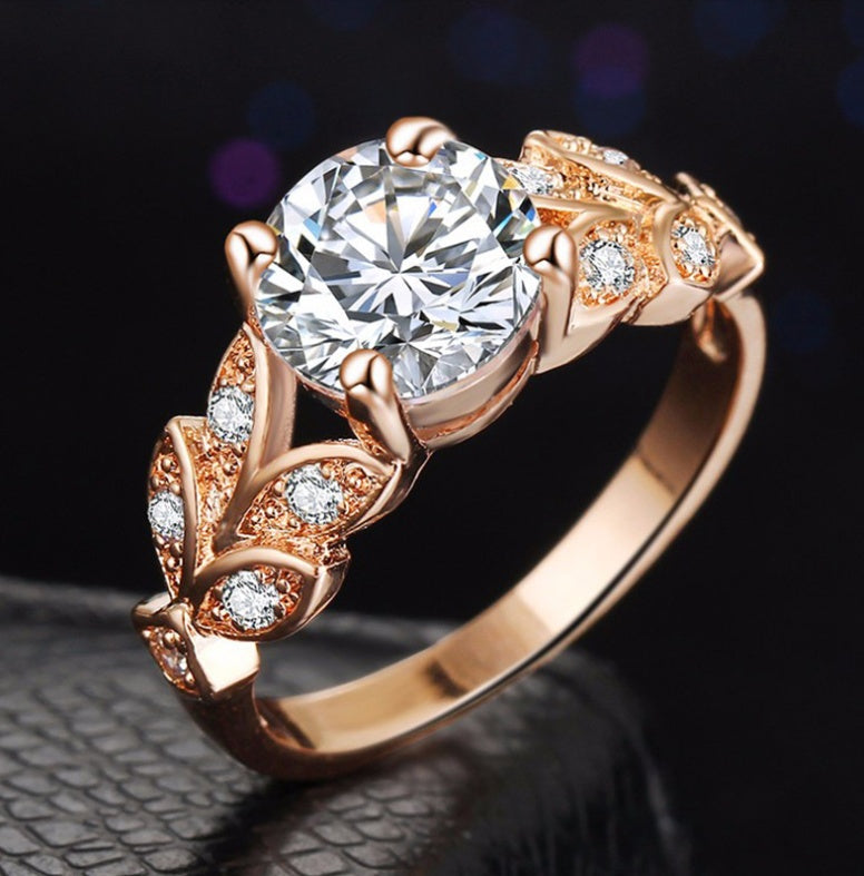 Inlaid Zircon Flower Vine Rings
