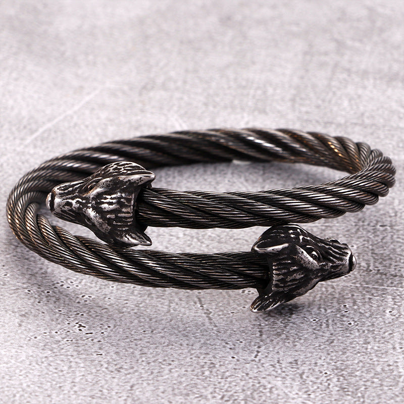 Weia Wolf Head Stainless Steel Bracelet