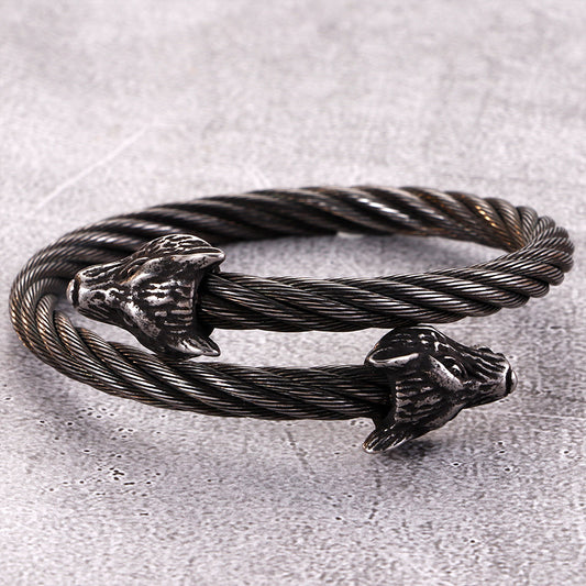Weia Wolf Head Stainless Steel Bracelet