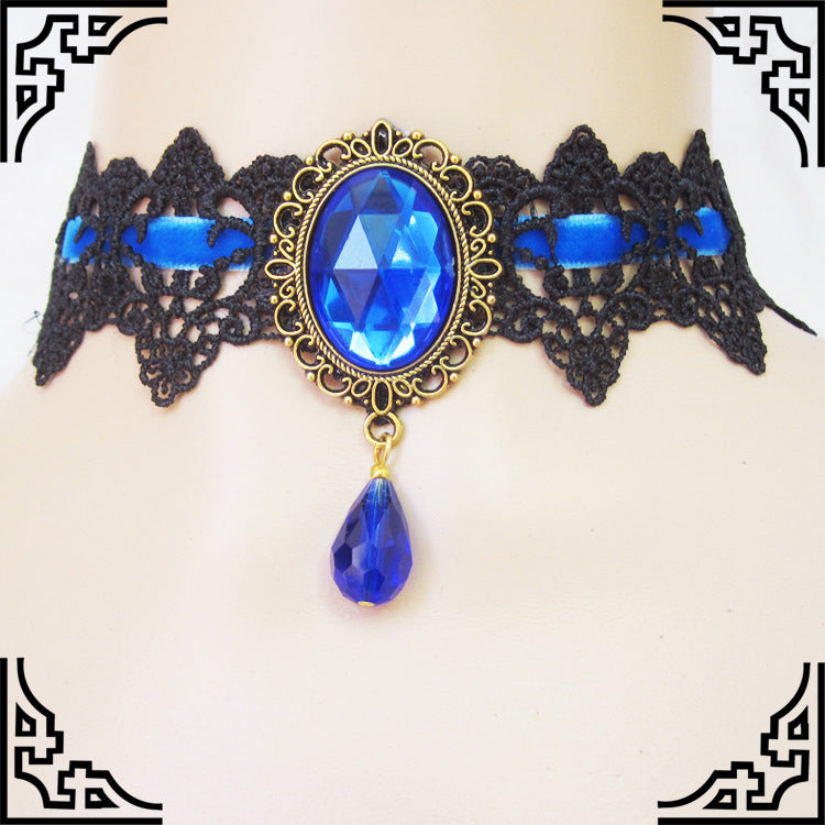 Vintage Lace Stone Necklace Choker