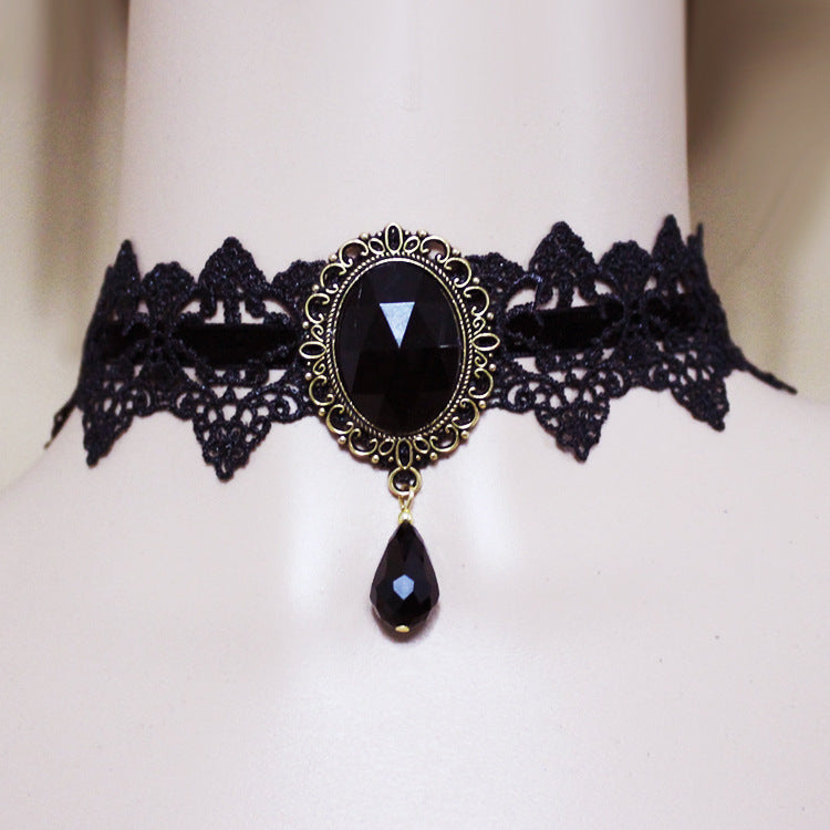 Vintage Lace Stone Necklace Choker
