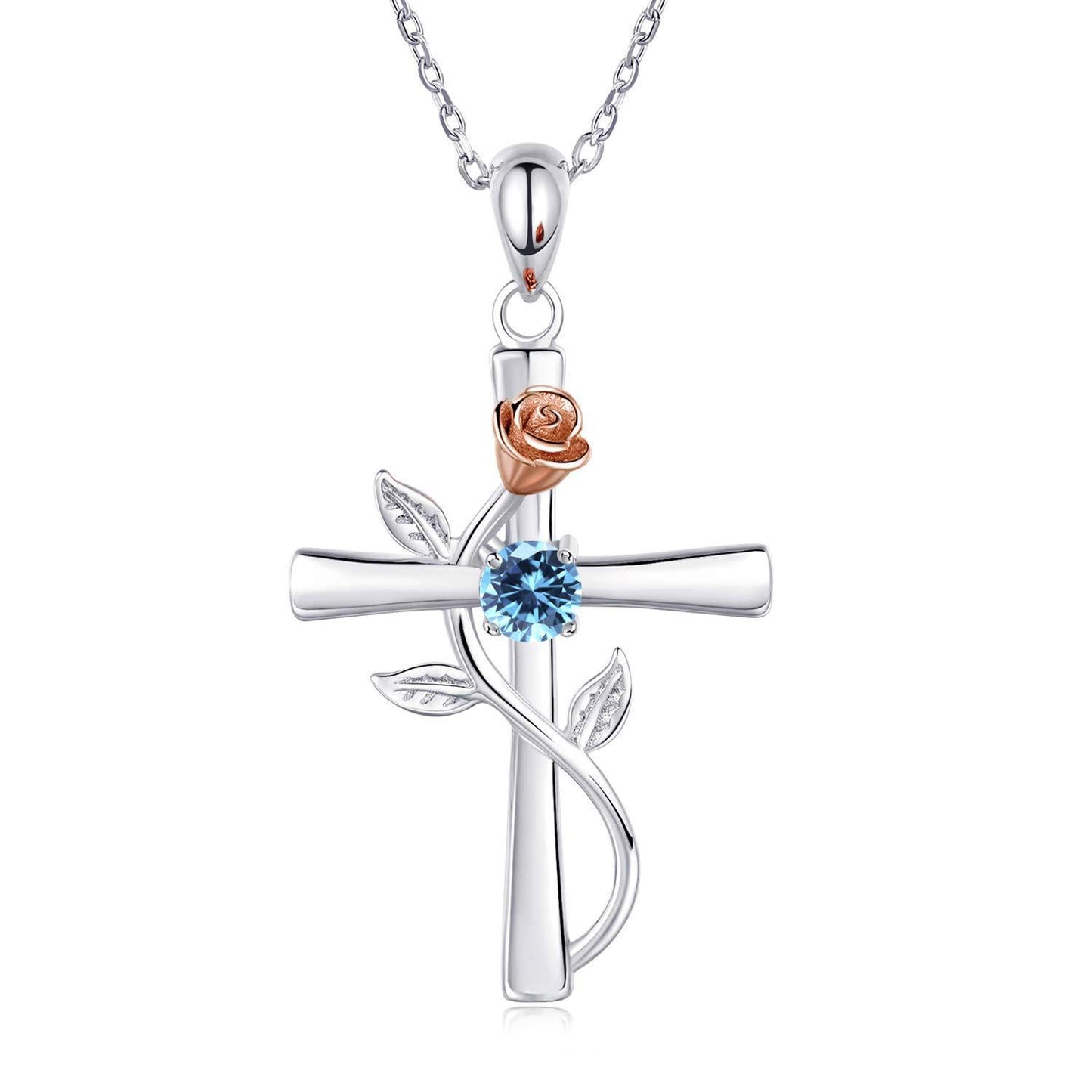 "Rose from the Cross" - Birthstone Necklace