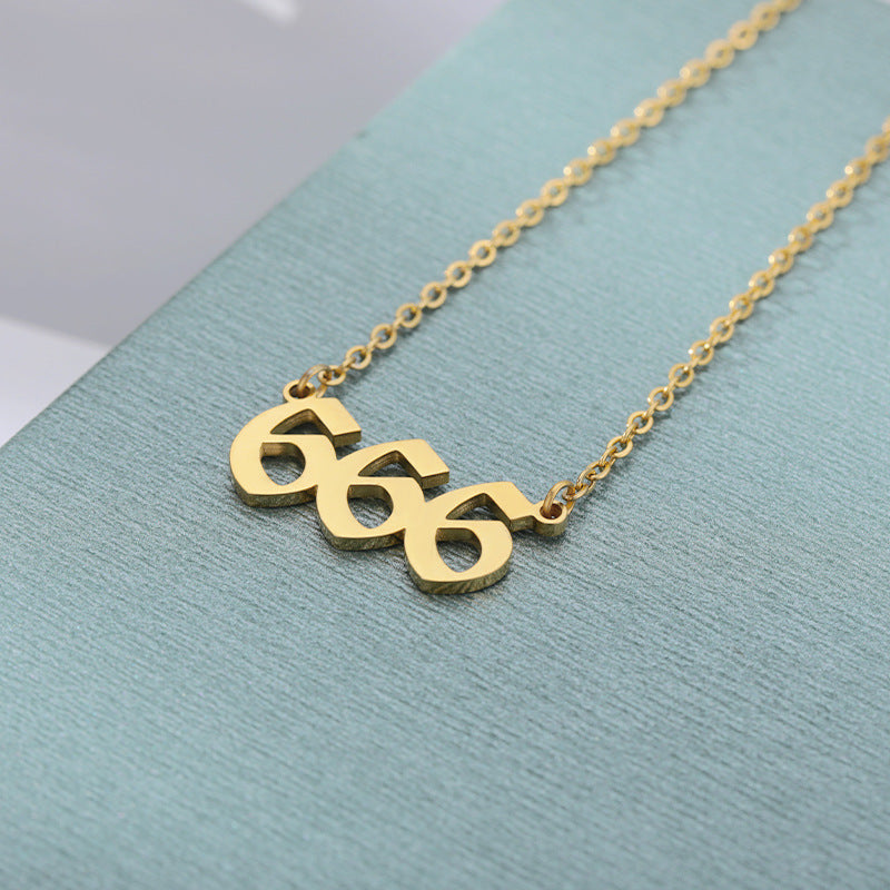 Old English Numerology Stainless Steel Necklace