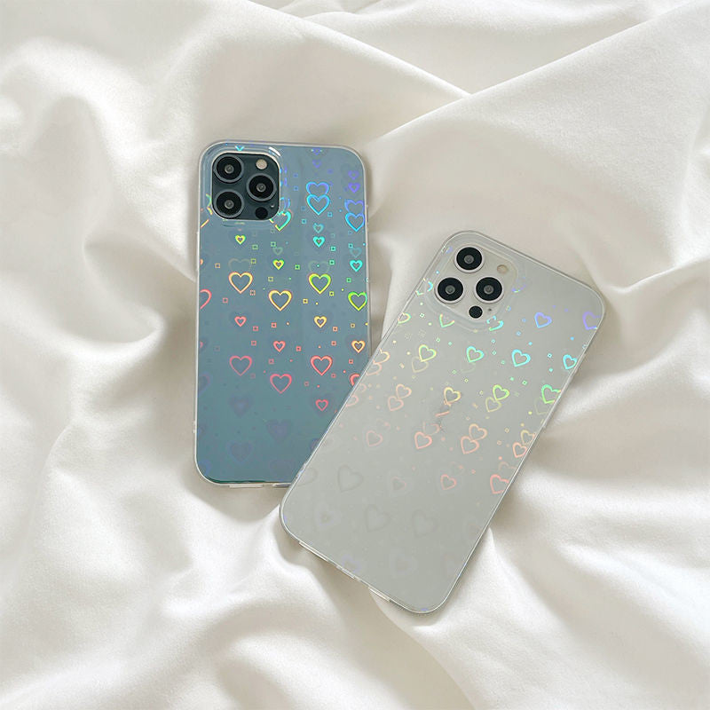 Hologram Heart  Silicone Phone Cases - iPhone 7- 13 Pro Max