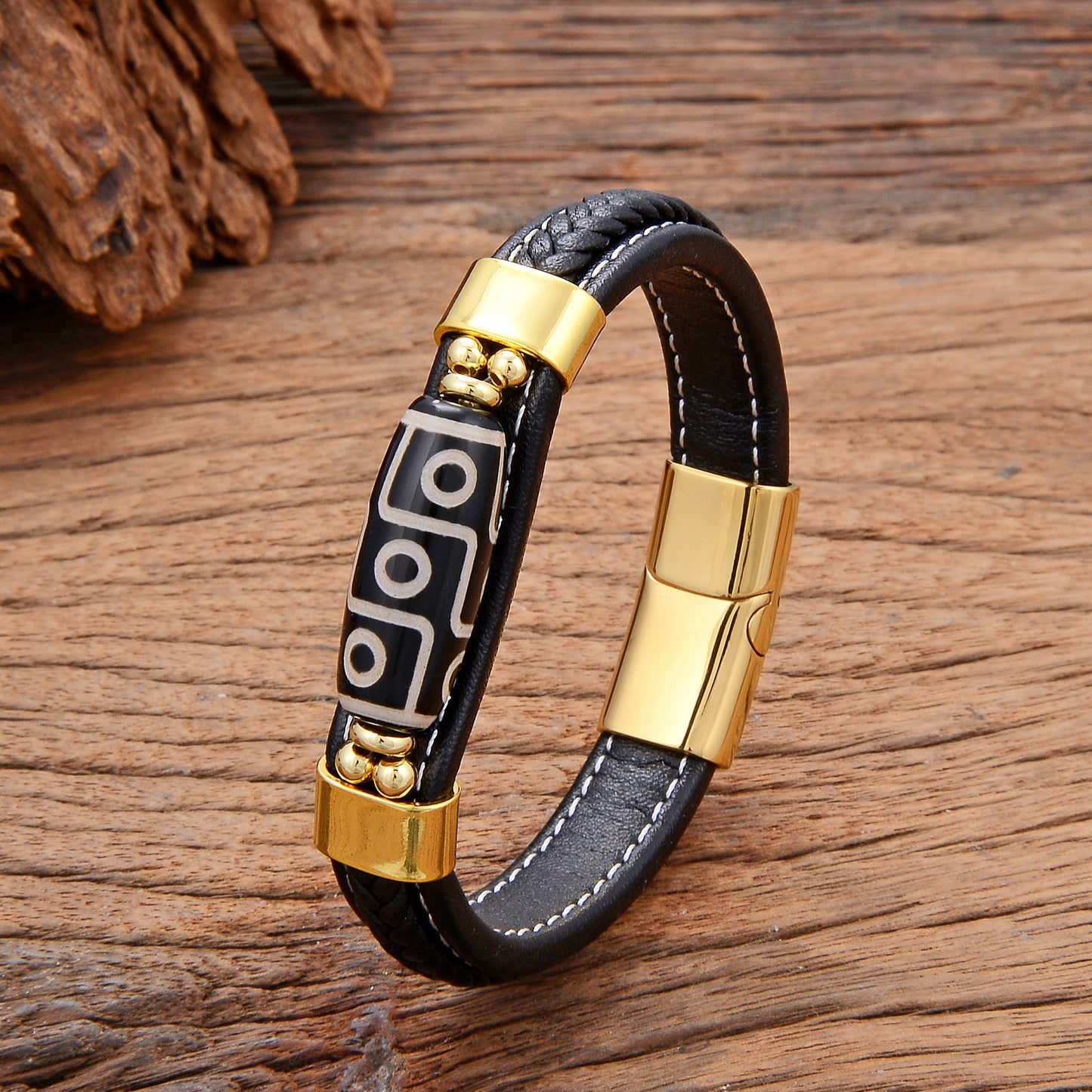 Retro Faux Leather Circle Bracelet