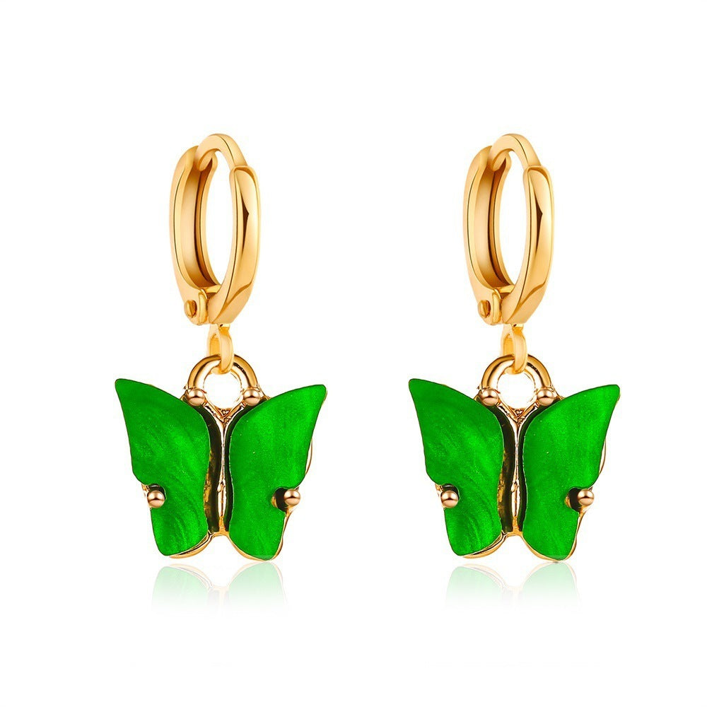 Enamel Heart and Butterfly Stud Earrings