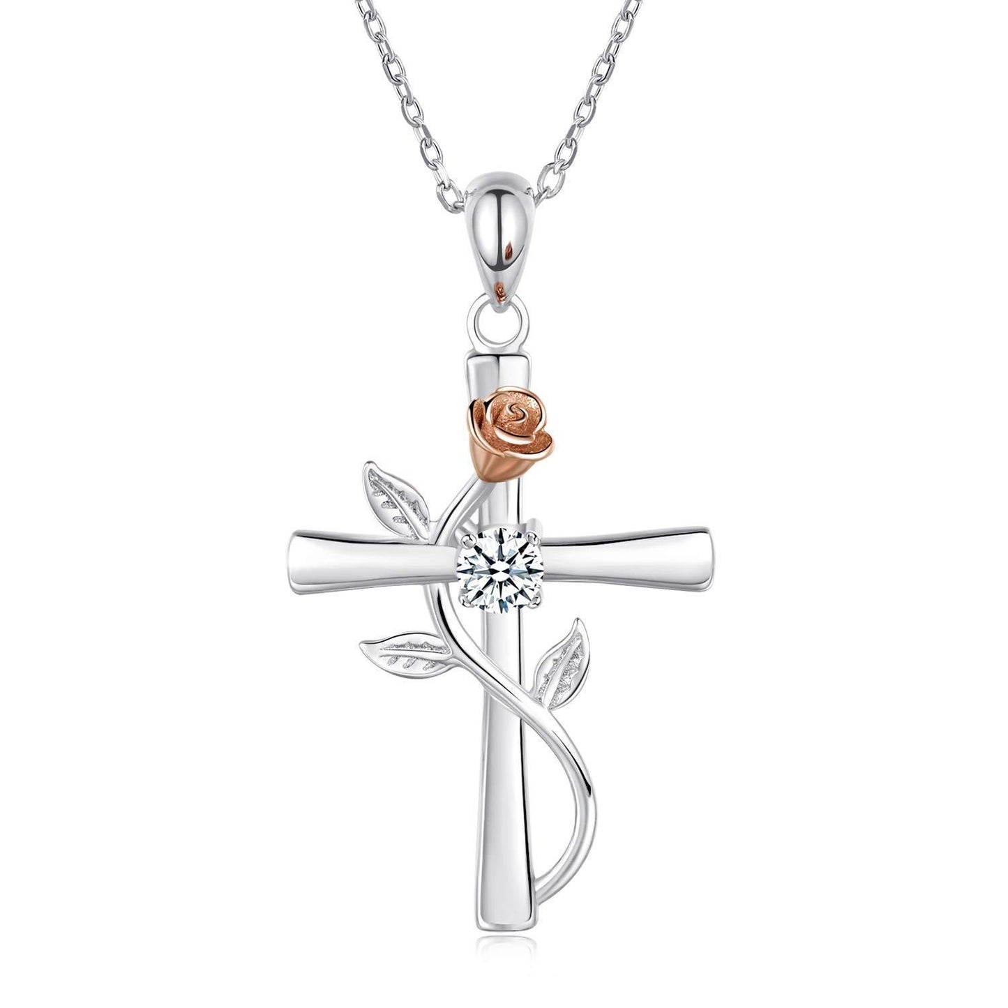 "Rose from the Cross" - Birthstone Necklace