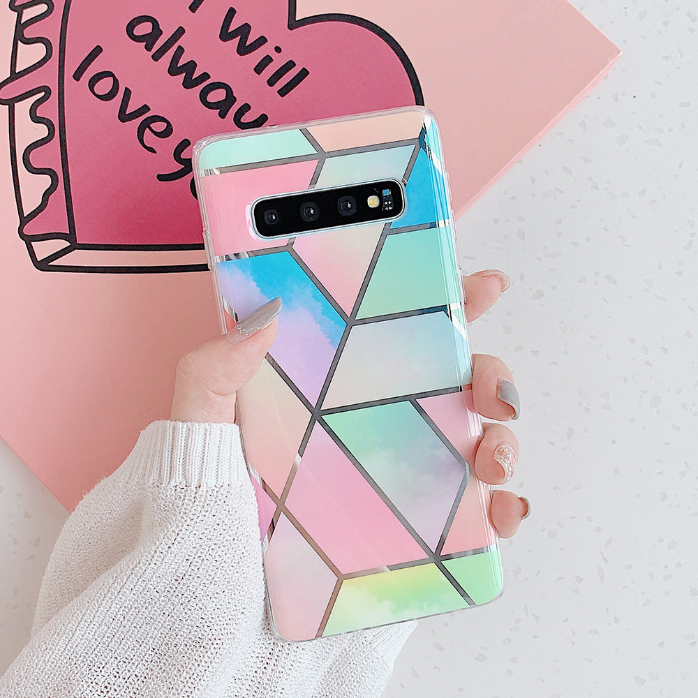 Shockproof Mosaic Marble Phone Case - Galaxy A40, A41, A50, A51, A51 5G, A70, A71 5G, A 71, Note 10, Note 10 Plus, S10, S10 Plus, S10e, S20, S20 Ultra, S20 Plus, S8, S8 Plus, S9, S9 Plus, 10 Plus, S20 U