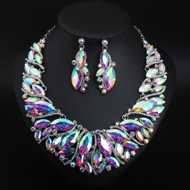 Women's Crystal Necklace and Earring Set