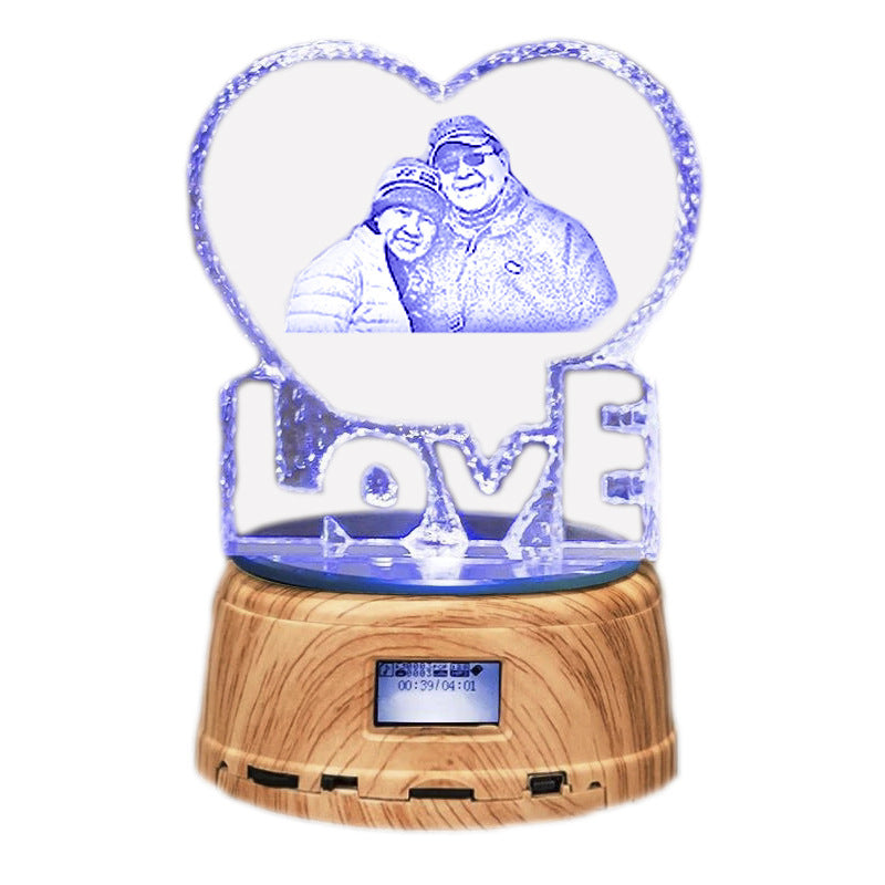 "Love Crystal Ornaments" - 3D Color Changing/Rotating Bluetooth Music Player