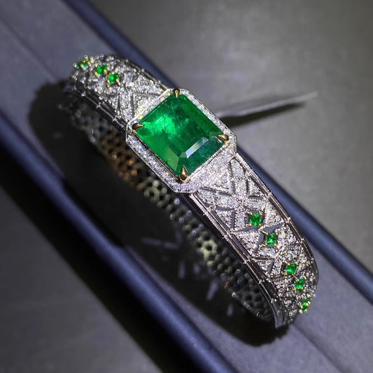 "Money Comes Easily" - Diamond Emerald Bracelet