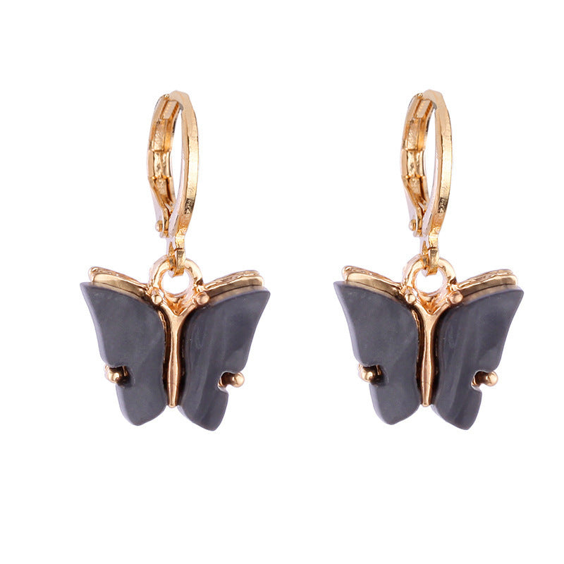 Enamel Heart and Butterfly Stud Earrings