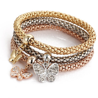"She Bangs" - Alloy Tricolor Stretch Popcorn Chain Bracelets
