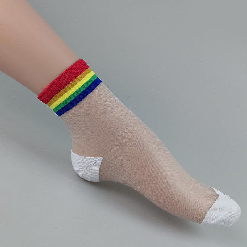 Rainbow Striped Crystal Stockings