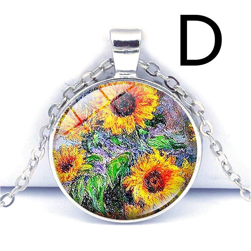 Van Gogh Star Moon Night Time Gemstone Necklace