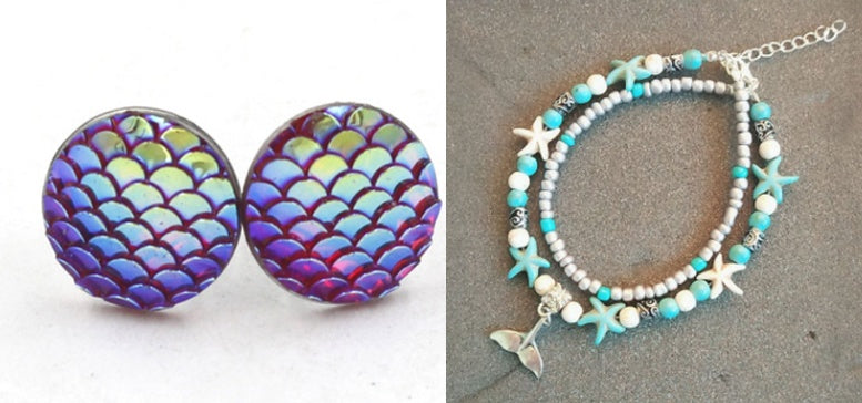 Mermaid Scales Earrings + Anklet