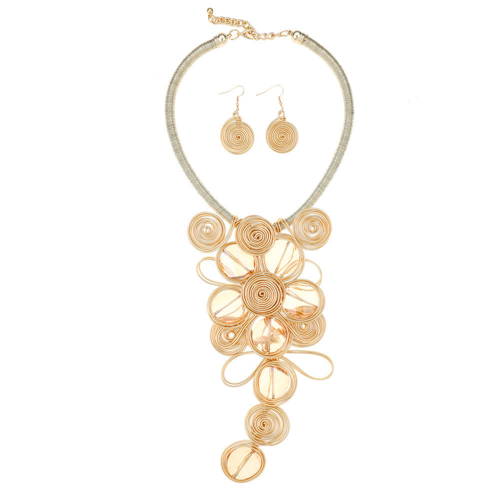 "Uniquely Divine" - Handmade Glass Aluminum Wire Necklace and Earrings Set