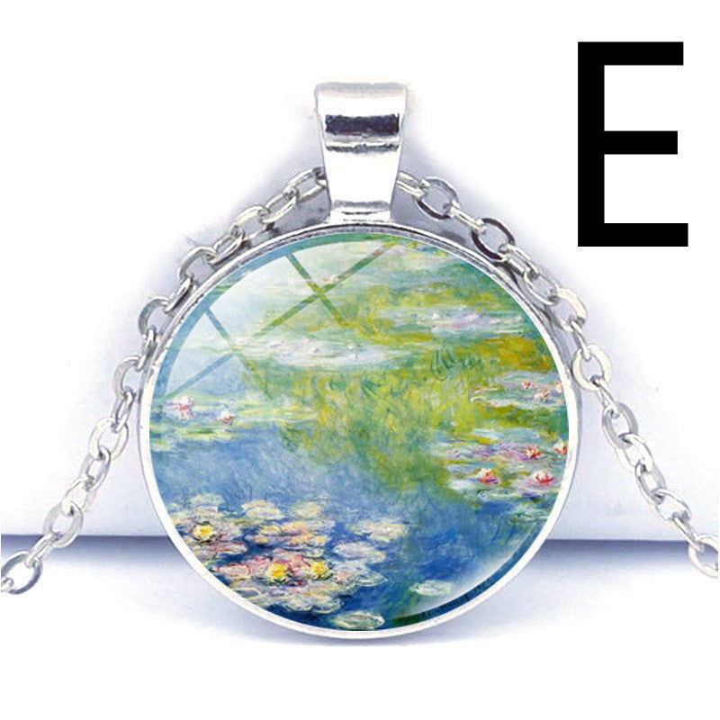 Van Gogh Star Moon Night Time Gemstone Necklace