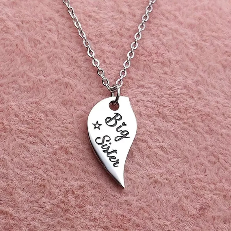 "Mom & Sisters" - Heart-shaped Stainless Steel Necklaces