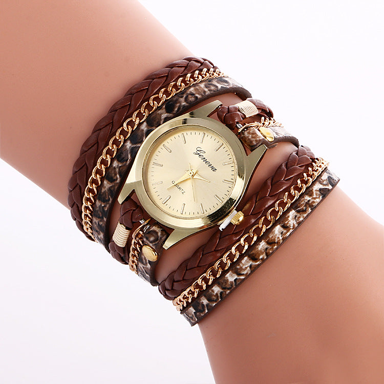 Leopard Wrap Watch Bracelet