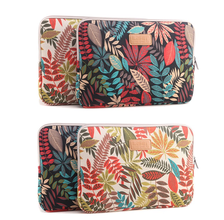 Colorful LISEN Leaf Notebook Sleeve Bag - Inches 6 - 15.6