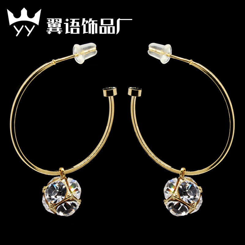 "Big Stone" - Round Hoop Earrings