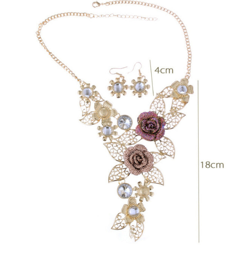 "Bohemian Flower" - Hollow Resin necklace And Earring Set