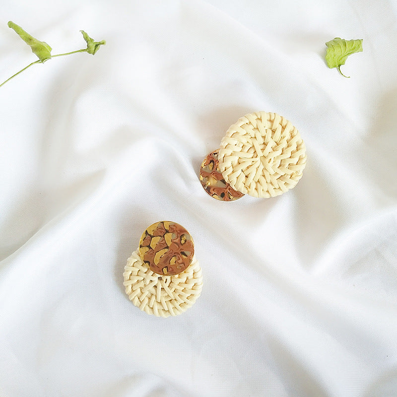Round Rattan Braided Earrings