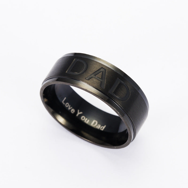 Monogram Dad Titanium Steel Ring