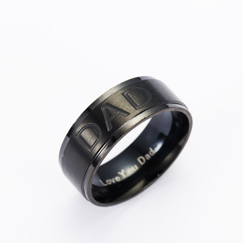Monogram Dad Titanium Steel Ring