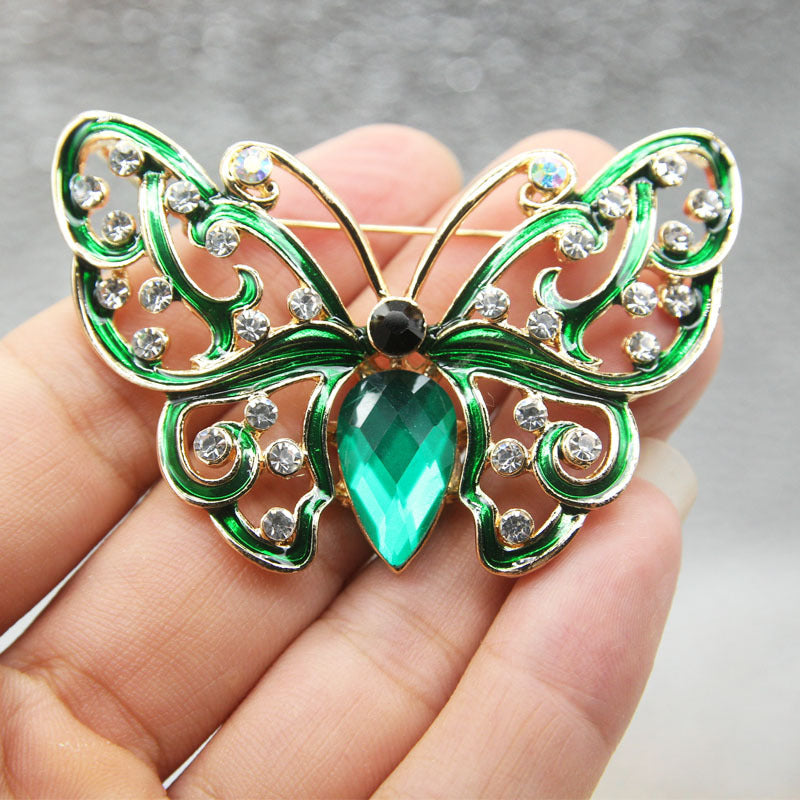 Hollow Crystal Butterfly Brooch