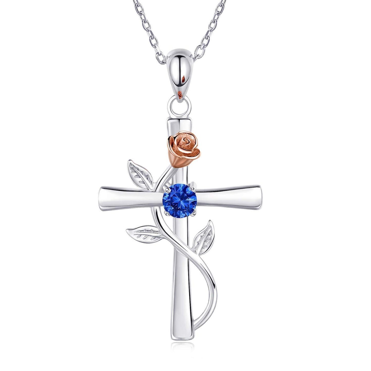 "Rose from the Cross" - Birthstone Necklace